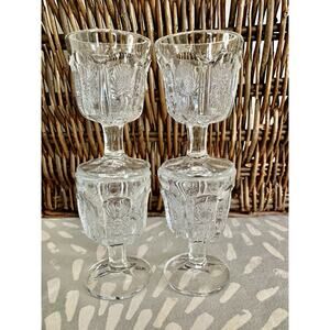 Antique Higbee cordial glasses stemmed EAPG thistle pattern set of 4